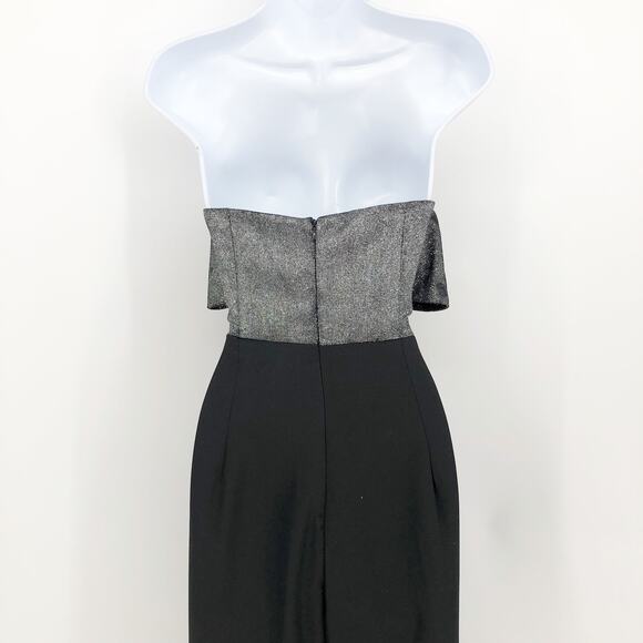 SAM EDELMAN Women Cady Jumpsuit 8 Black Silver Metallic Bow Strapless NWOT - Picture 10 of 15
